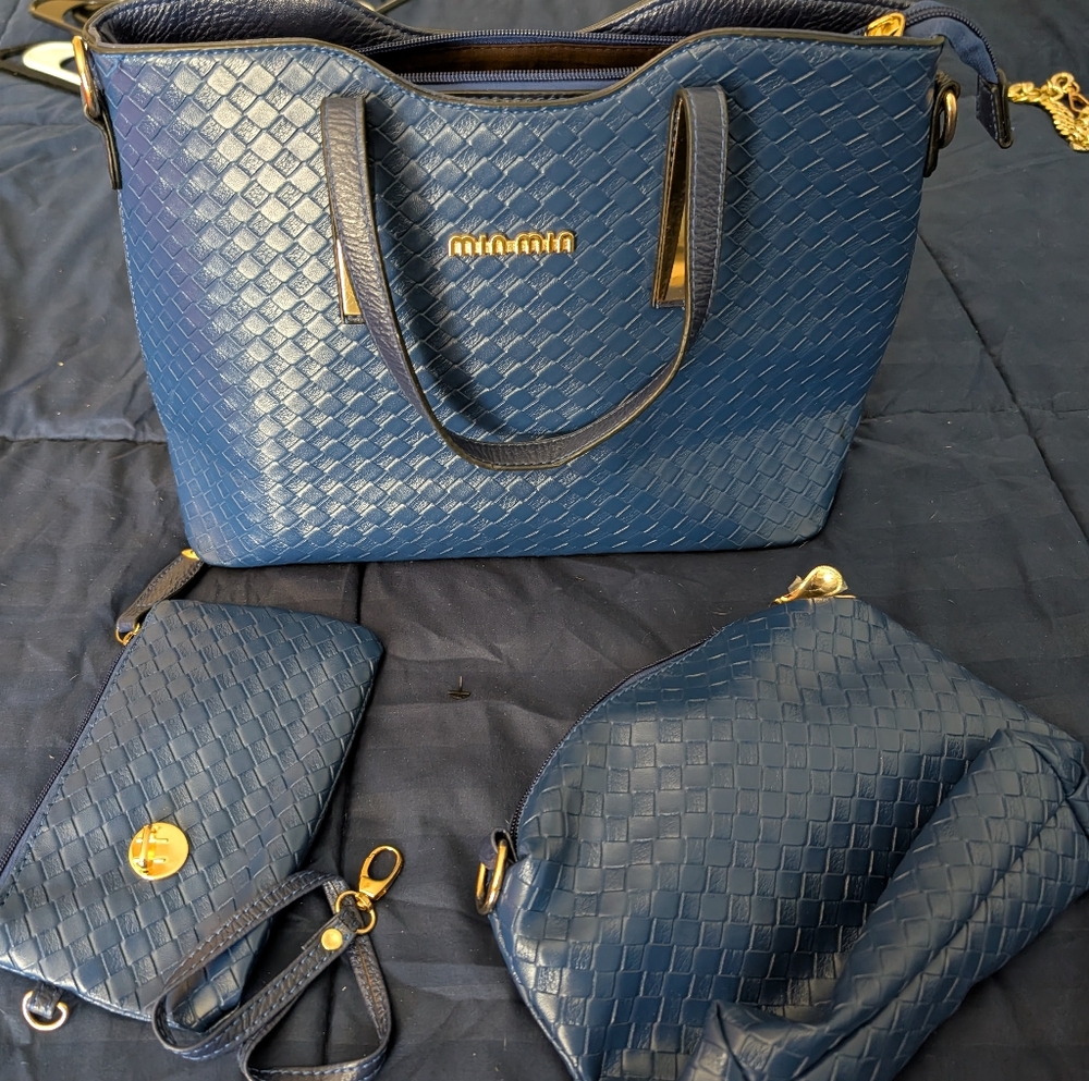 Navy Blue Women's Bag Set